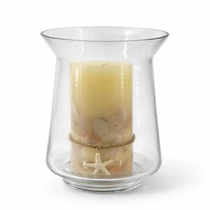 Pier 1 Imports Coconut Isles Scented Seashell Candle and Glass Hurricane Set